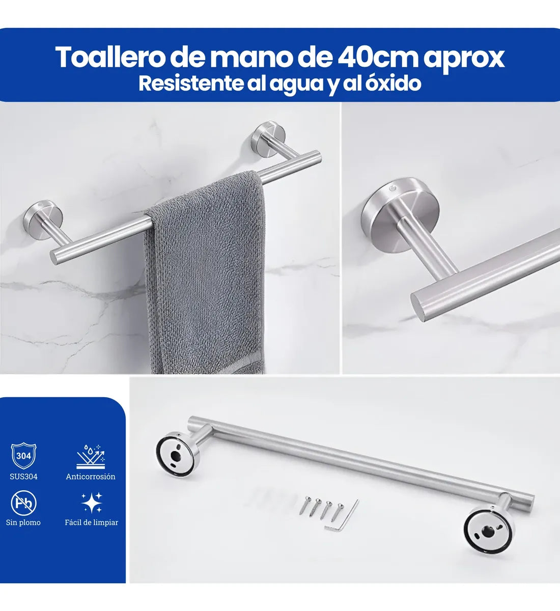 Set De Accesorios De Ducha Toalleros 304 Inoxidable 18pcs